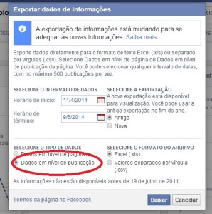 Facebook- salvar dados exportados