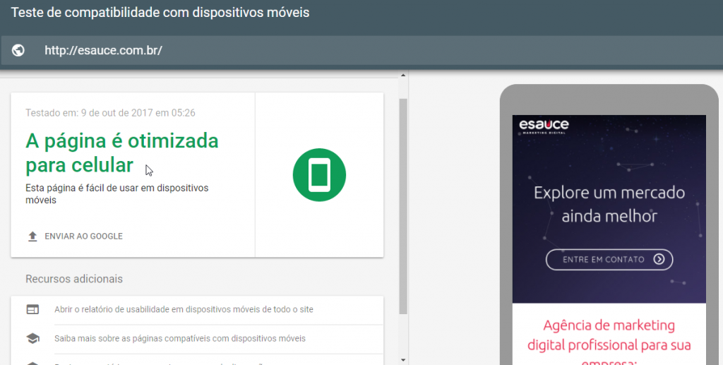 teste compatibilidade site esauce digital